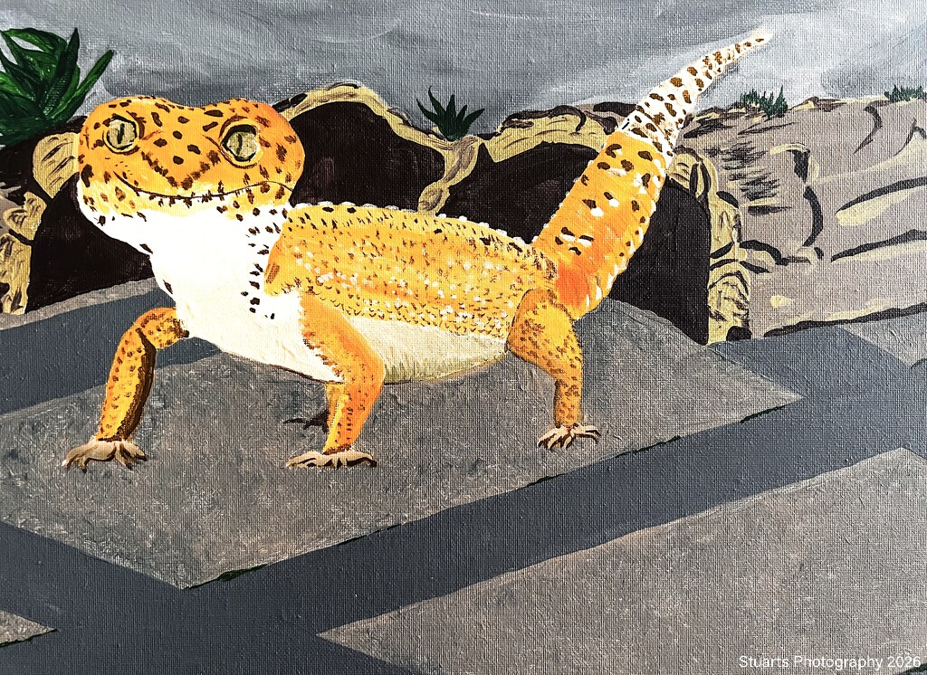 Leopard gecko (acrylic painting) by stuart46
