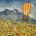 A midair picnic over a sunflower field 
