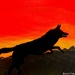 Wolf on the run (acrylic painting)