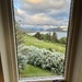 The window frame. 