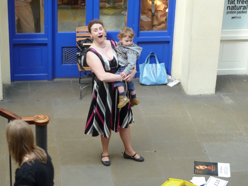 Busking opera singer, Covent Garden Market by dulciknit
