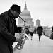 The Saxophonist and St Paul's by andycoleborn