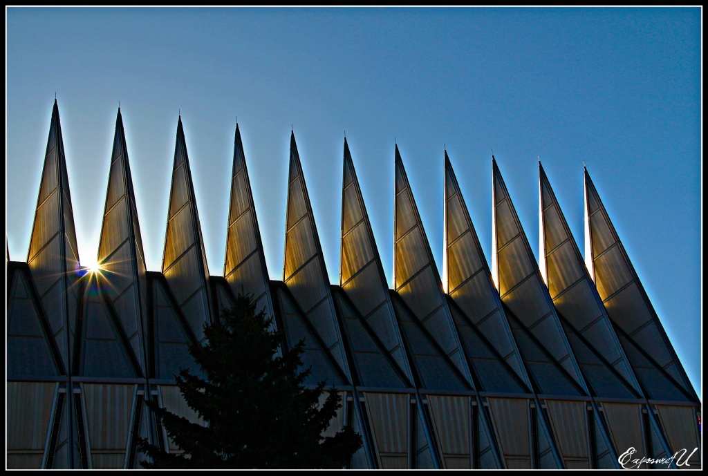 Sunrise at the Air Force Academy Chapel by exposure4u