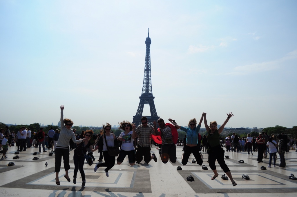  Jumping for joy as we have landed in beautiful Paris. by dora