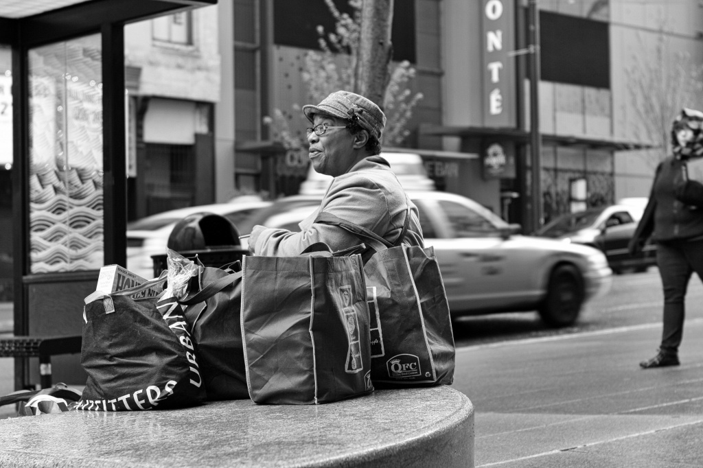 Shopping Bags Full...Where Is That Bus? by seattle