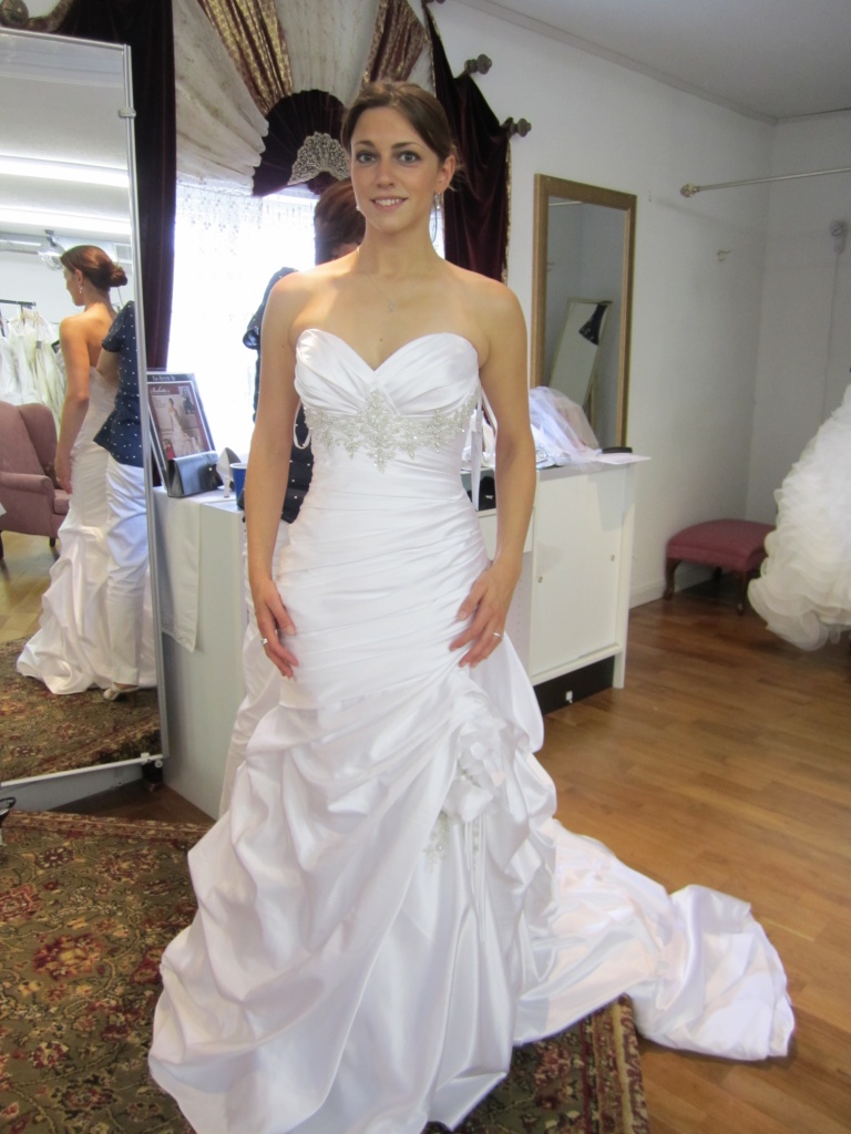 Meg trying on wedding dresses by graceratliff