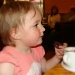 Immy enjoying a chocolate brownie and a 'baby chino. by busylady