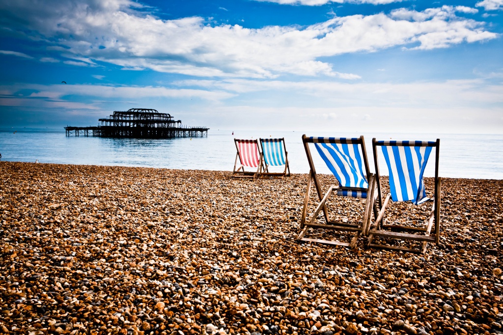 Deck chairs on West Pier by vikdaddy