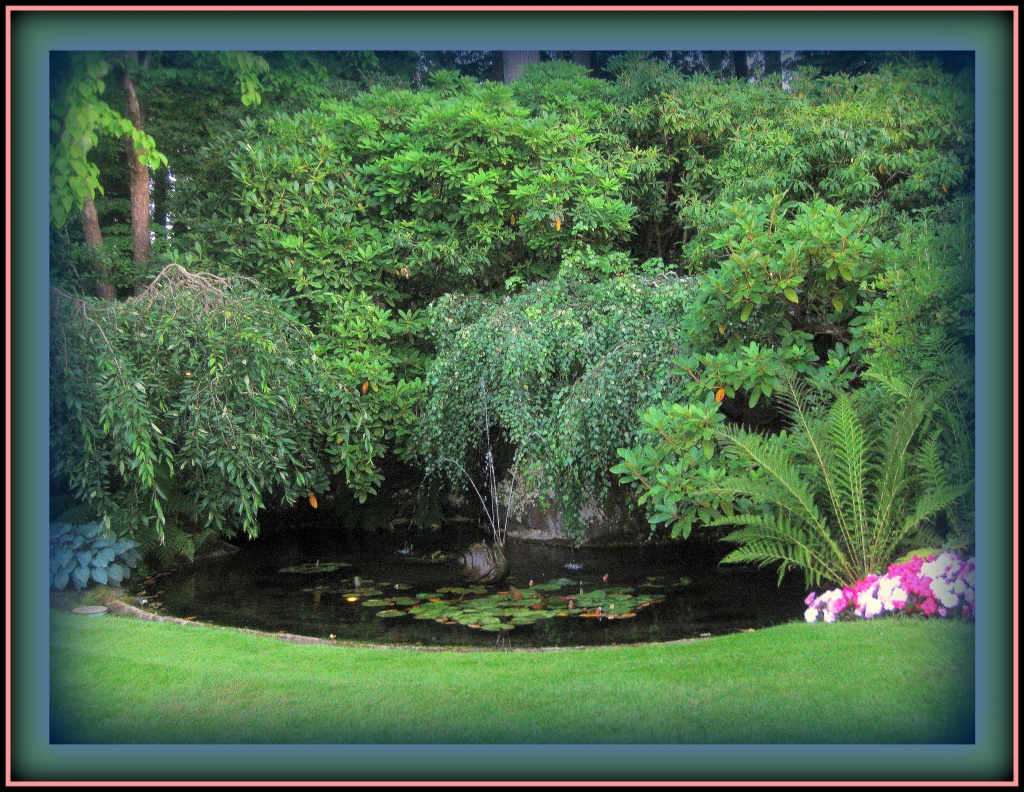 Lily pond with fountain by vernabeth