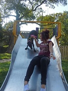 24th Sep 2011 - Ruby Has a Go on a slide !!!