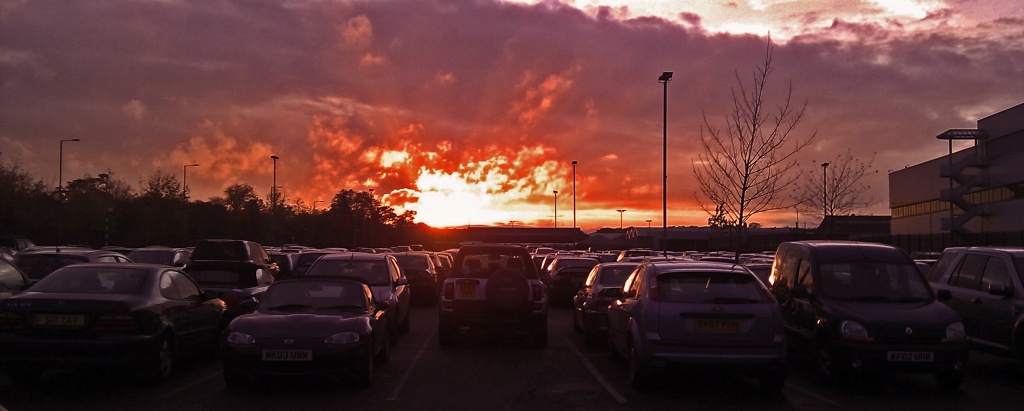 Sun setting over the Works Car Park by phil_howcroft