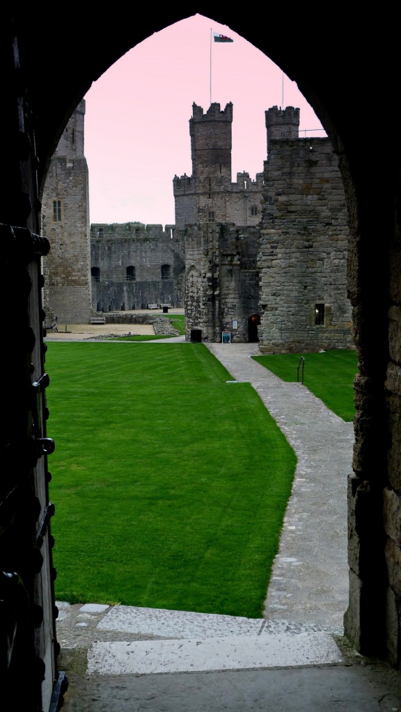 CAERNARFON CASTLE  (2) -Two of the towers and grounds by sangwann