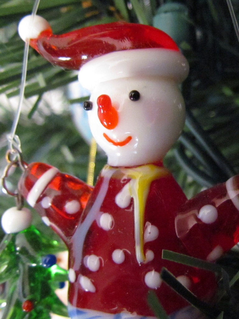 Fused Glass Snowman-Santa by juletee