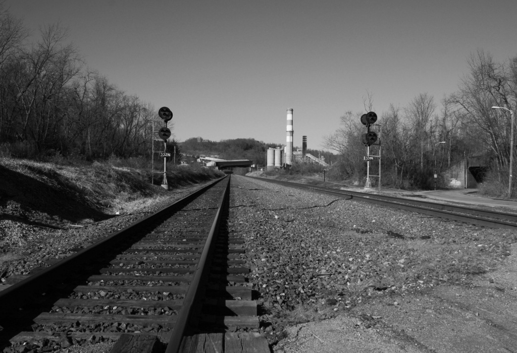 Railroad tracks in B&W by mittens