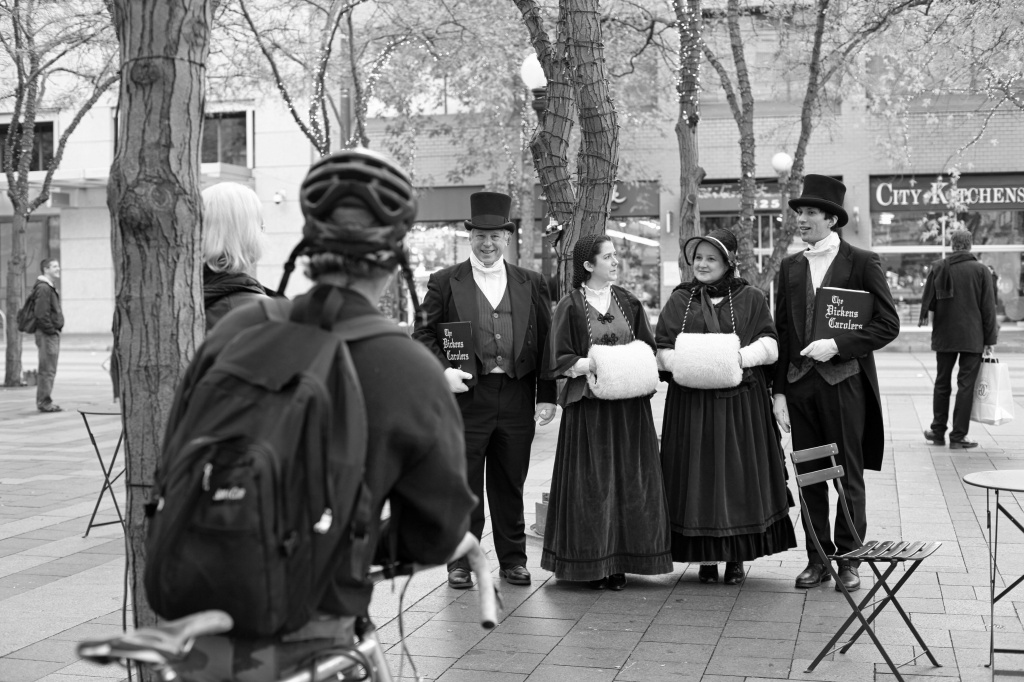 Dickens Christmas Carolers in Westlake Plaza by seattle