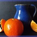 Blue jug with clementines. by snowy