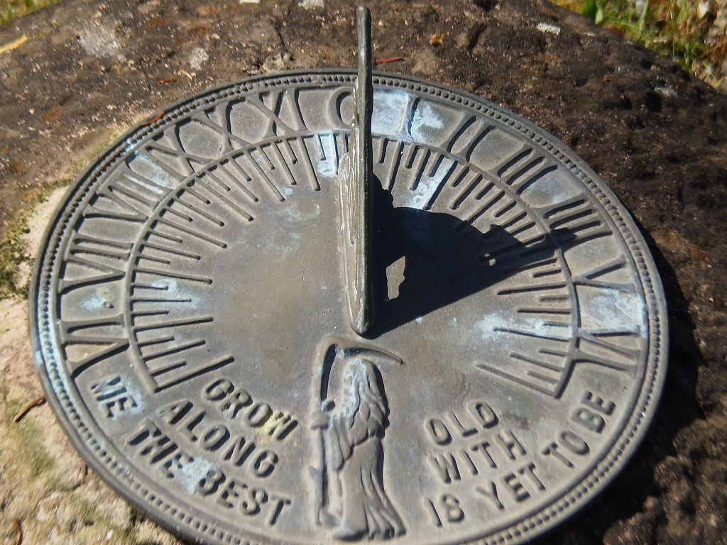 Sun dial at 4-30 pm. by snowy