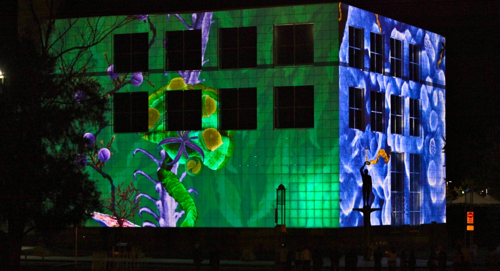 same building, different projection, architectural projection Enlighten 2012 by lbmcshutter