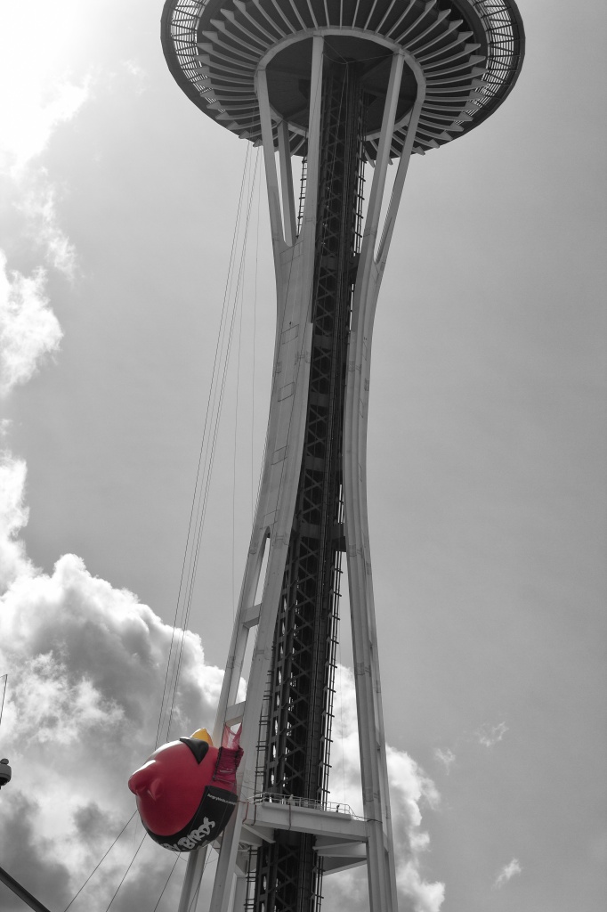 A Big, Red, Angry Friend On The Space Needle! by seattle