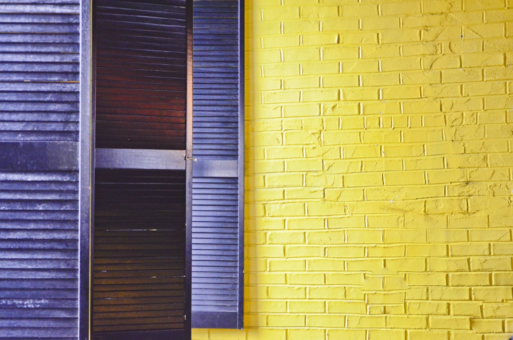 Blue Shutters, Yellow Wall by ggshearron