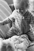 2nd Apr 2012 - Aubrey tickling Keira