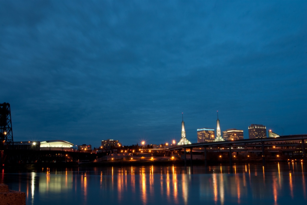 Portland Waterfront Nightlights by vickisfotos