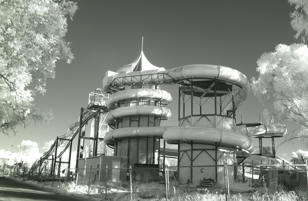 infrared on abandoned waterslide park by lbmcshutter