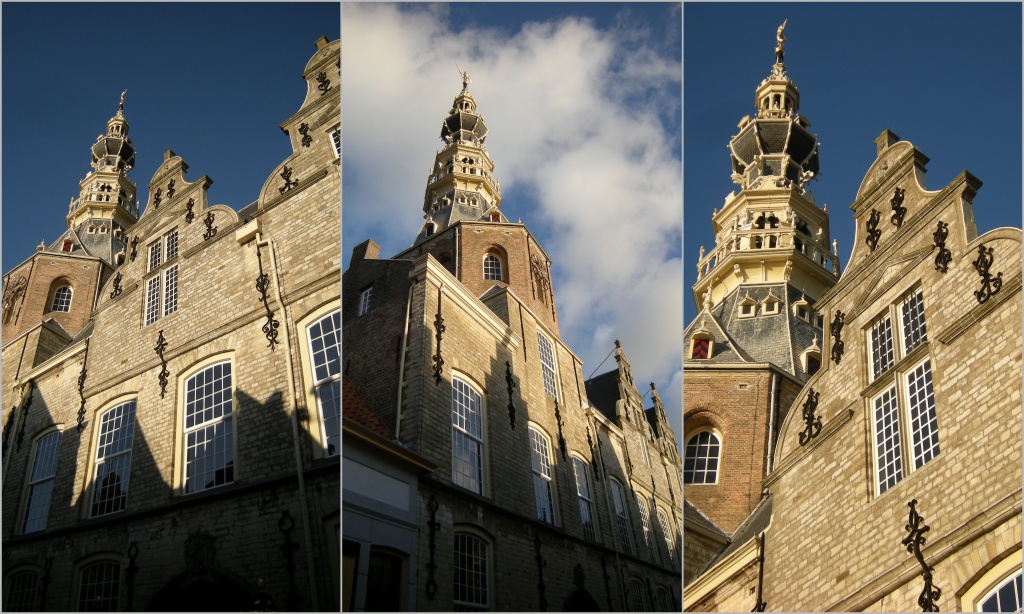 Facade  and tower of the old  town hall  from Zierikzee by pyrrhula