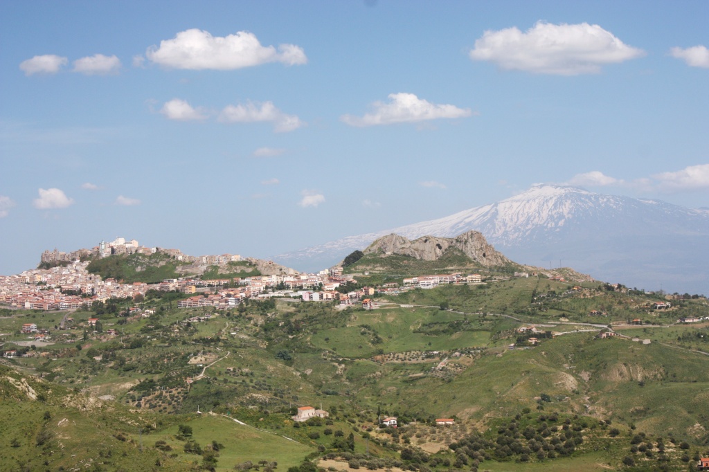 Troina, Sicily with Mt. Etna in the background by whiteswan