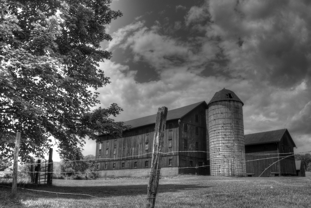 Barn and silo in the country by mittens