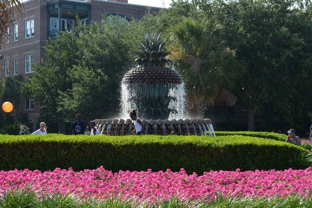 The famous Pineapple Fountain at Waterfront Park on a hot July 4 in Charleston, SC by congaree