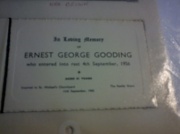 6th Jul 2012 - Memorial card for Ernest George Gooding