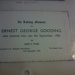 Memorial card for Ernest George Gooding by jennymdennis