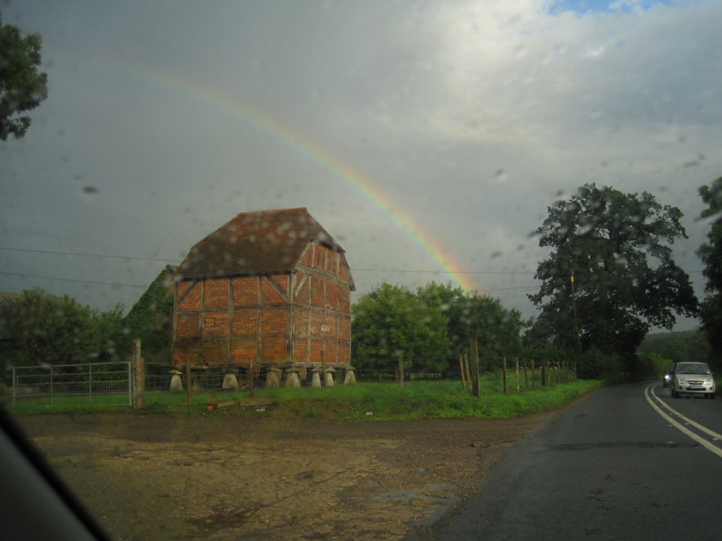 old barn with rainbow by quietpurplehaze