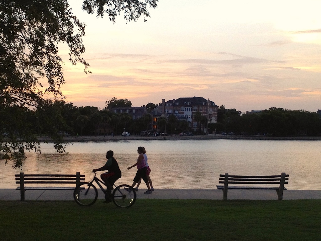 Colonial Lake is one of the most popular places in Charleston to walk at sunset. by congaree