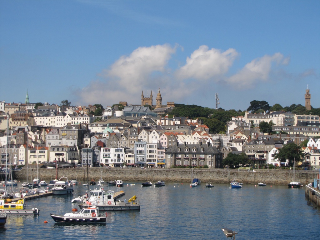 Blue skies over Guernsey harbour by busylady
