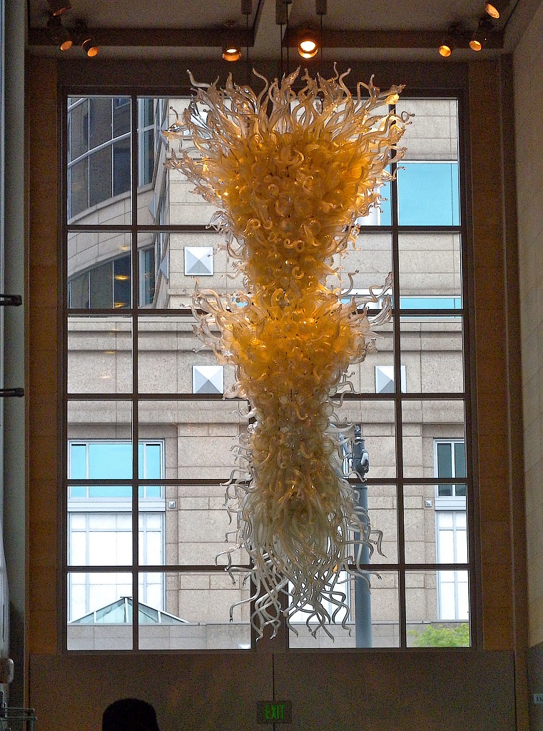 Chihuly Chandelier Benaroya Hall by seattle