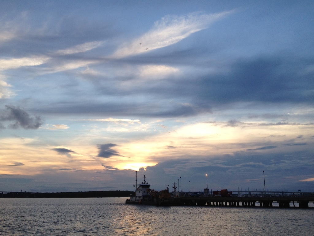 Sunset, Ashley River at the Lower Battery, Charleston, SC by congaree