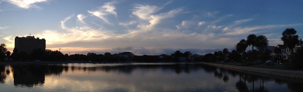 Colonial Lake sunset panorama, Charleston, SC by congaree