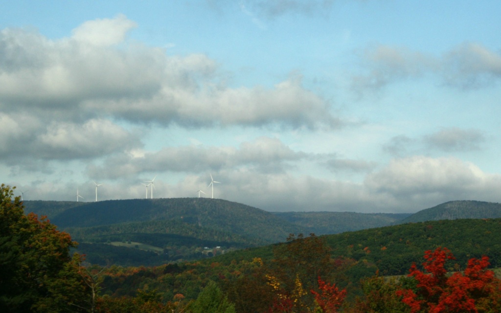 PA view from the highway with windmills by mittens