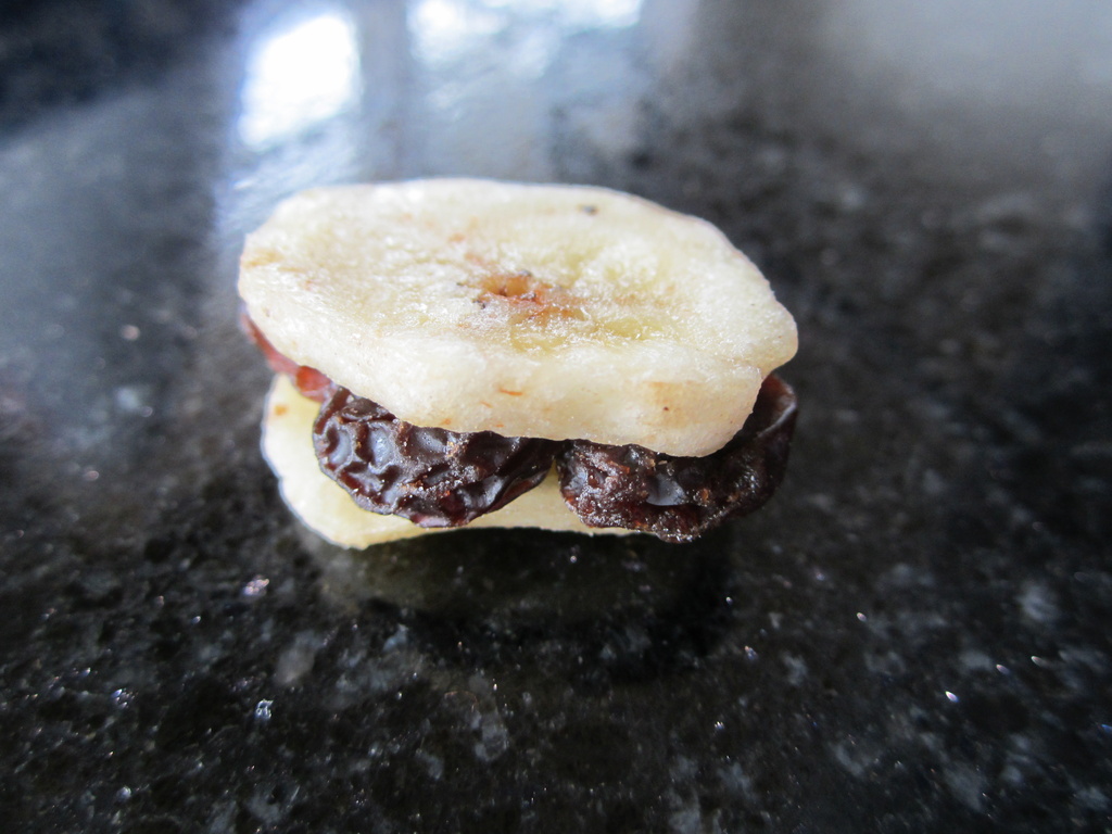 health food - dried banana with raisin centre by spanner
