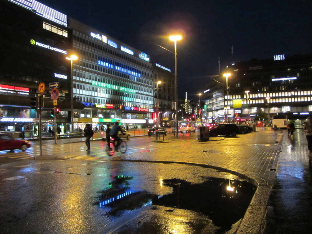 Rainy Kaivokatu Street in Helsinki by annelis