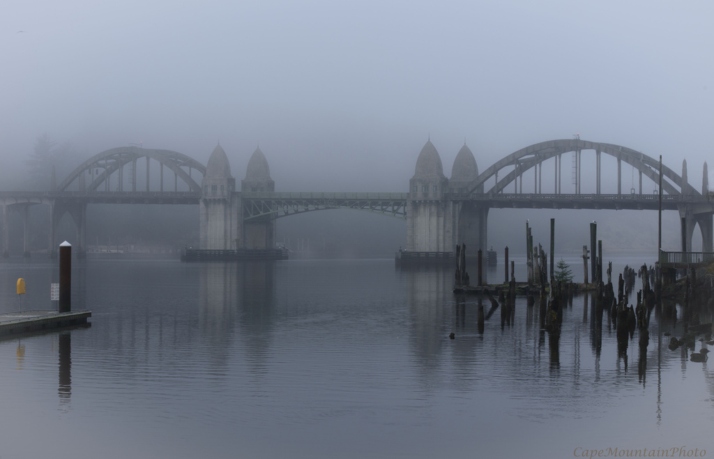 Bridge in Morning Fog by jgpittenger