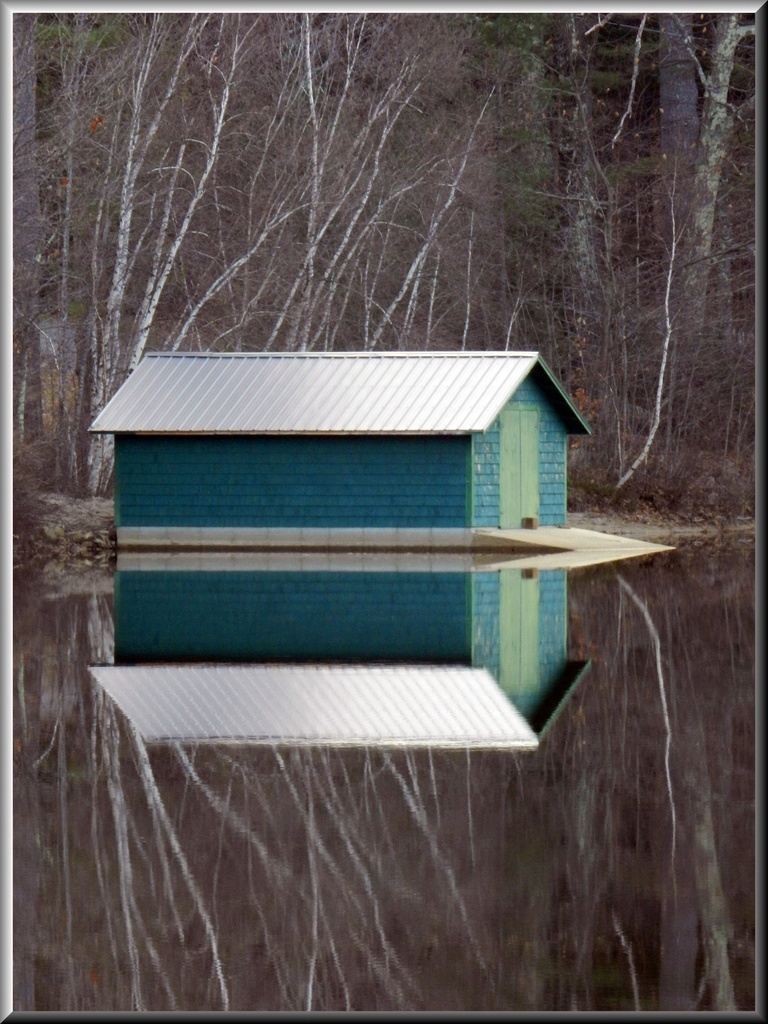 Teal Green Boathouse by paintdipper