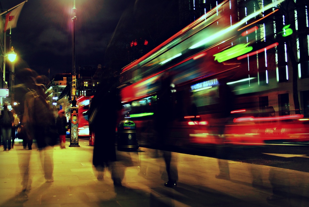 Pedestrians, Buses, Strand by rich57