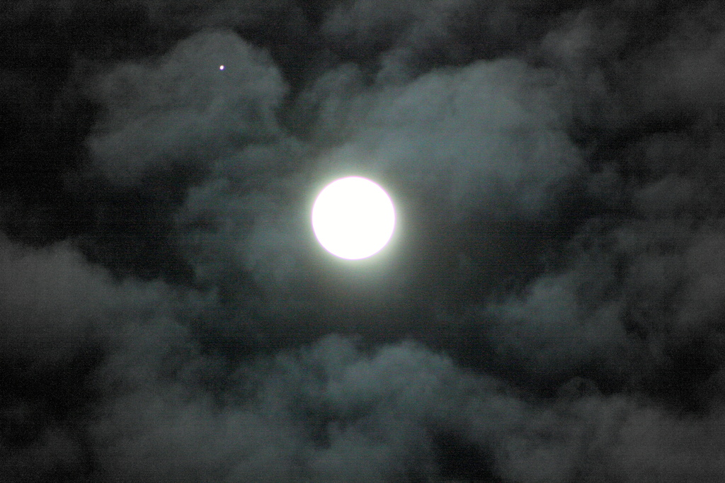 The moon and the star -   looks like Jupiter is far far away - by bruni