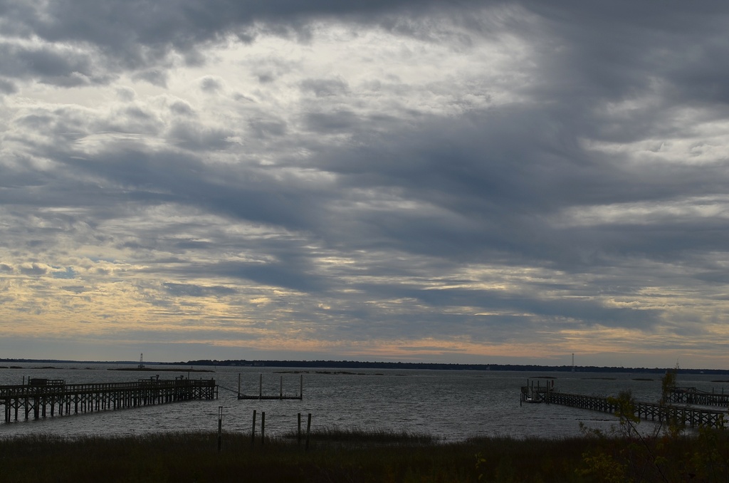 Charleston Harbor from the Old Village, Mount Pleasant, SC by congaree
