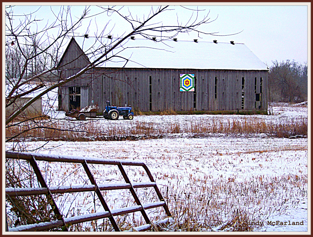 Quilt Barn in the Snow by cindymc