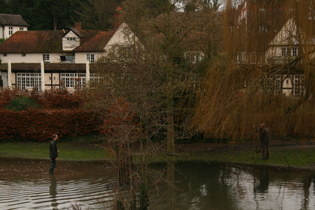 tv reporting in the floods at Sonning on Thames by mariadarby