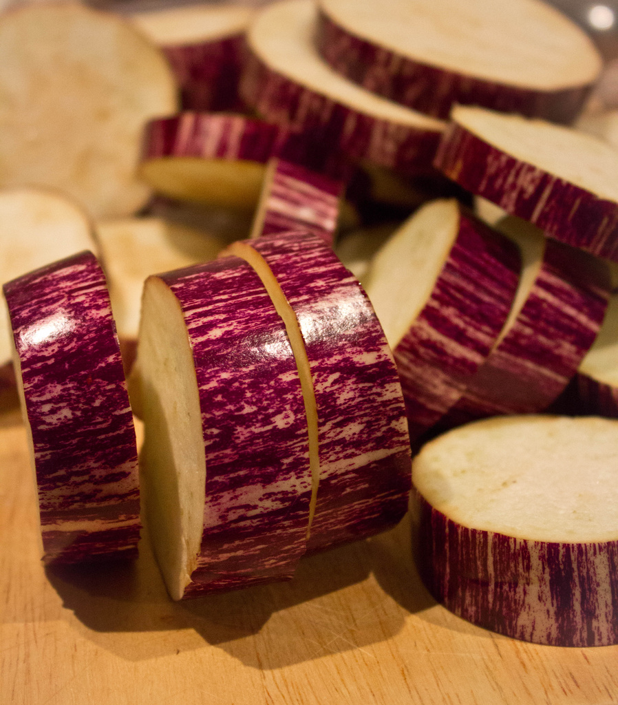 Stripy aubergine slices by manek43509